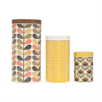 Orla Kiely set of 3 canisters Brown/Yellow