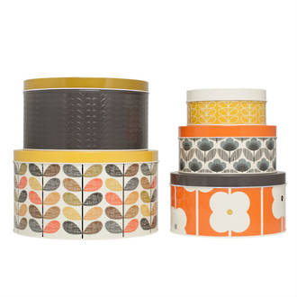 Orla Kiely set of 5 round tins