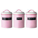 Bloomingville Pink Coffee, Tea & Sugar tins