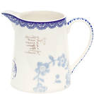 Greengate Stoneware Jug 0.5 L Fay White