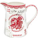 Greengate Stoneware Jug 1L Fay Red