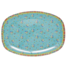 RICE Melamine large plate Aqua Flowers